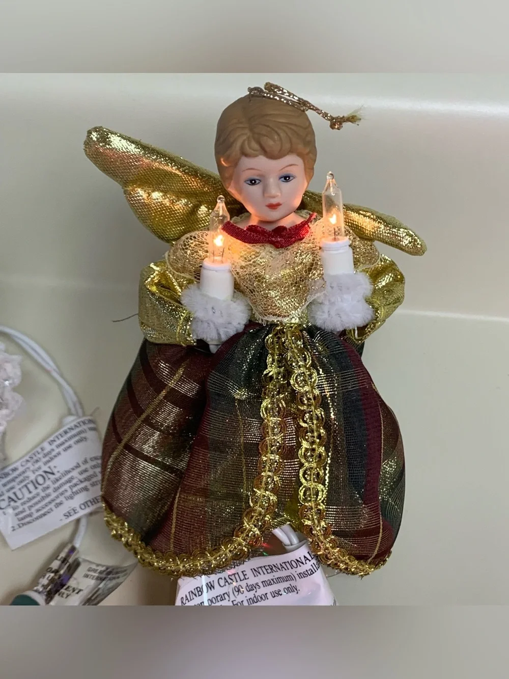 3 Trim A Home Angel Mini Tree Topper Pigtail Light Up Ornaments Kmart 5” Vtg
